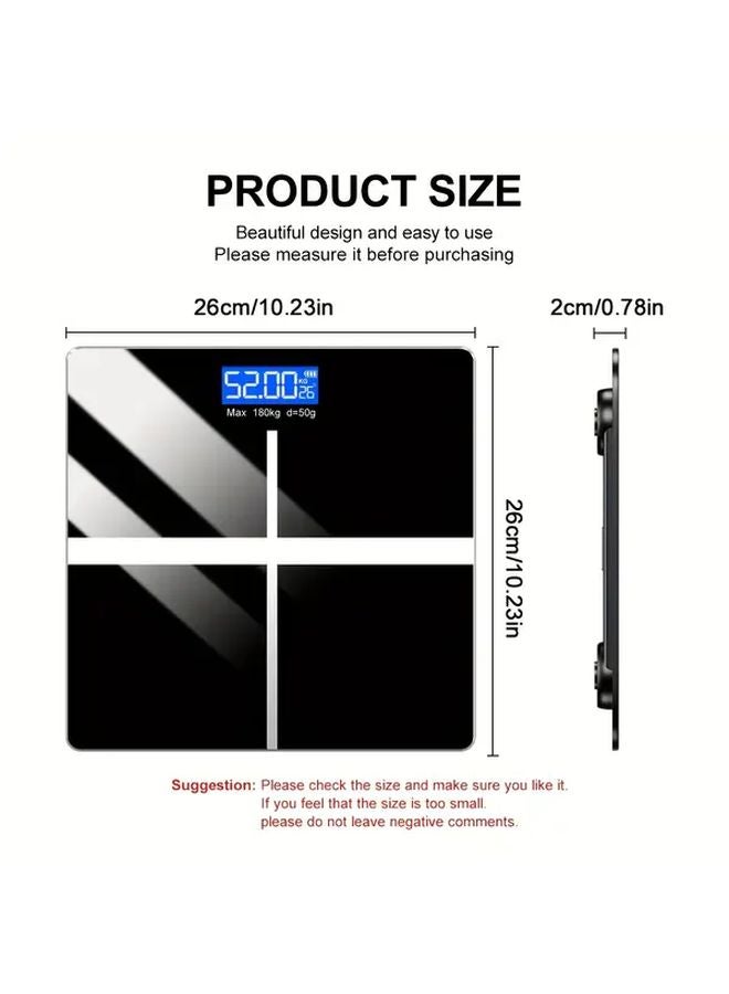 ميزان رقمي أسود للوزن بشاشة LCD كبيرة بسعة قصوى 180 كجم / 396 رطلاً، ميزان دقيق للحمام - Image 3